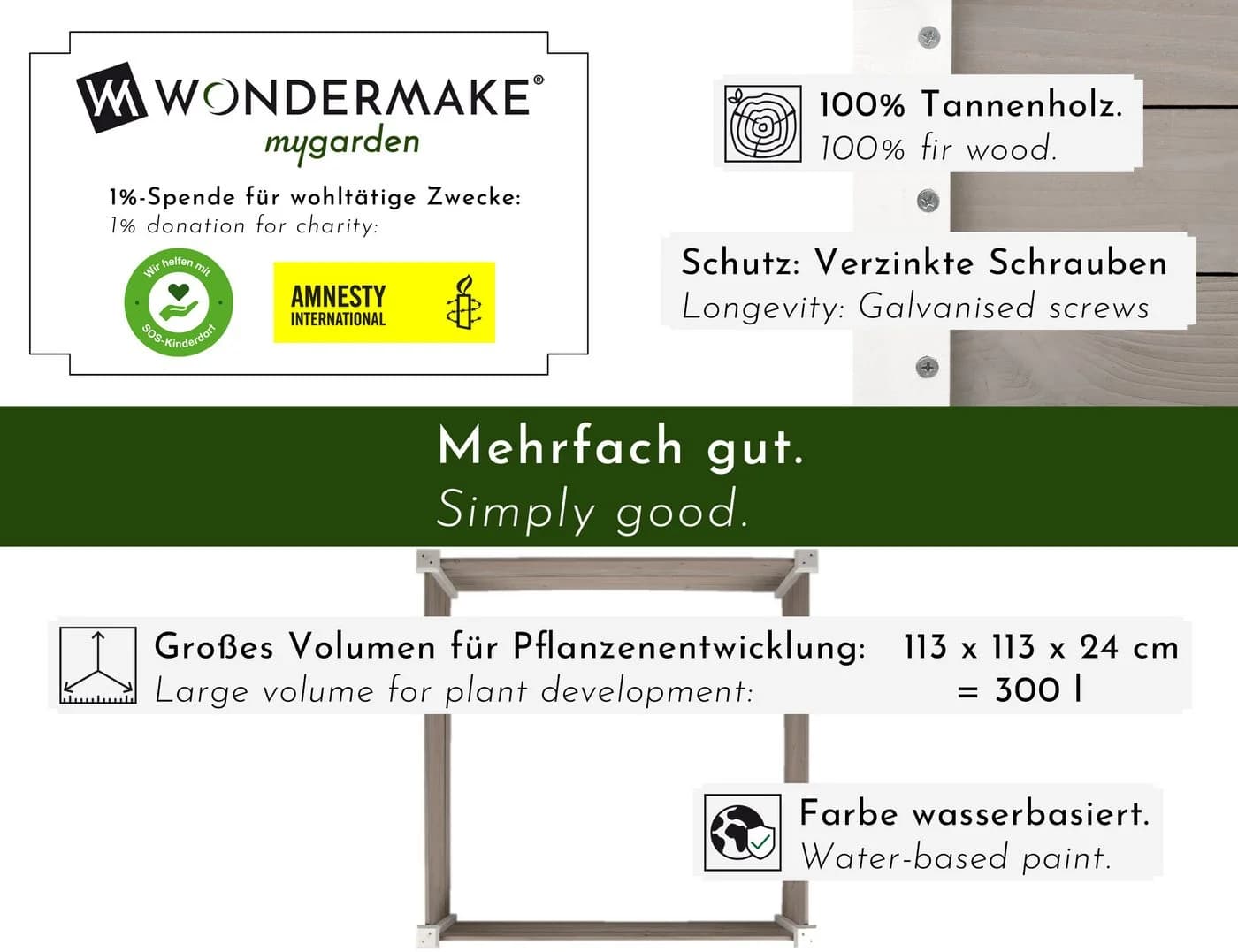 WONDERMAKE Hochbeet-Umrandung XL Weiß Grau Anthrazit Holz - Bild 4