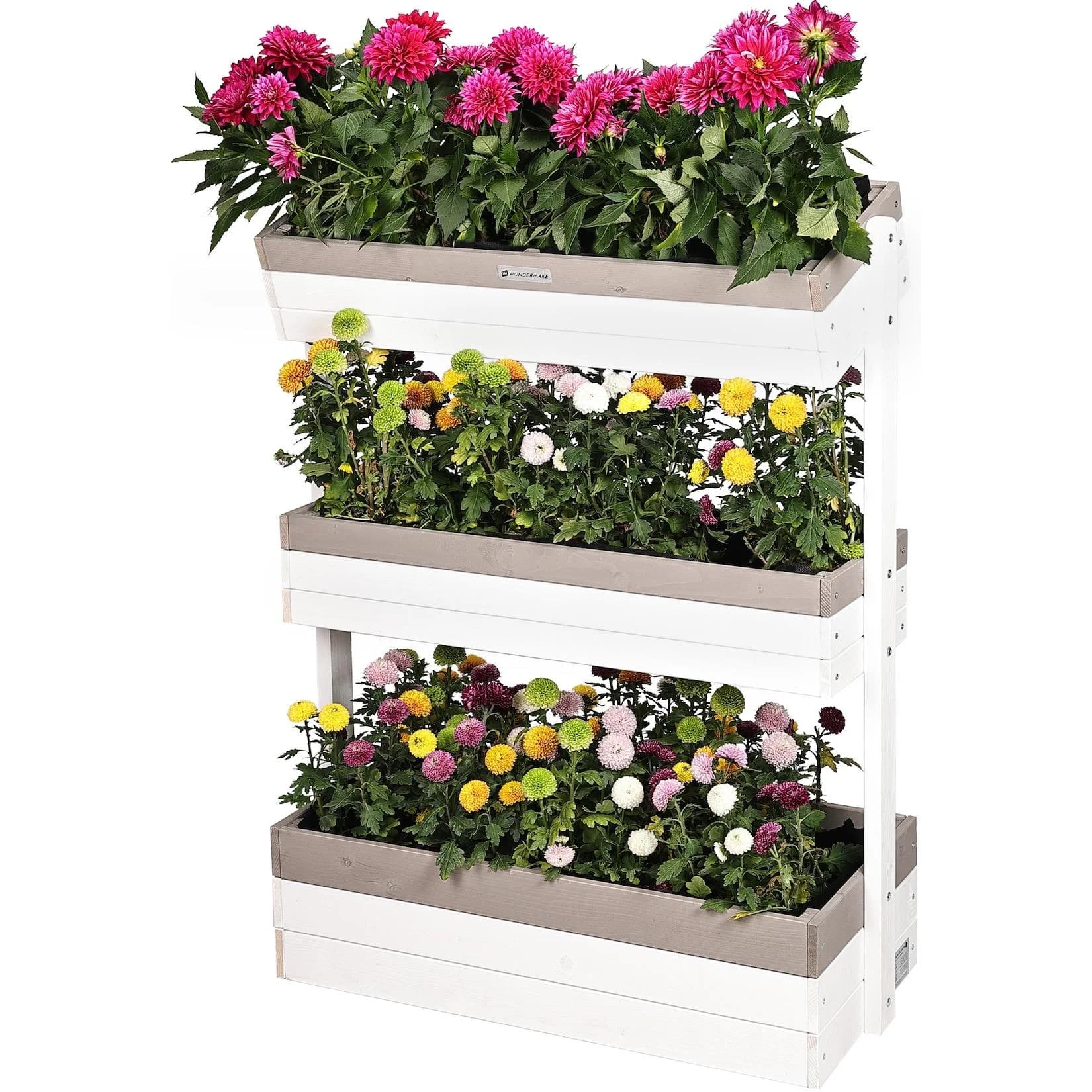 WONDERMAKE® Vertikalbeet 3 Etagen Holz Outdoor Balkon Garten Wand