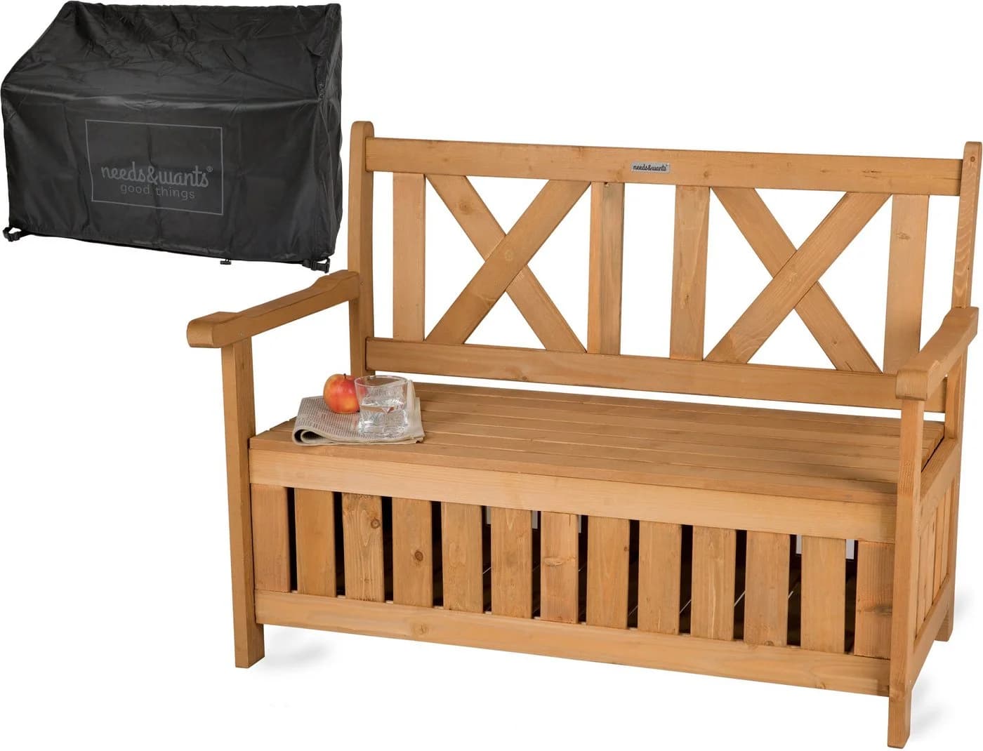 needs&wants® Gartenbank Holz mit Stauraum, braun, wetterfest - Bild 3