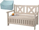 needs&wants® Gartenbank Holz wetterfest mit Stauraum, Truhenbank Holzbank Sitzbank Truhe braun Bild 2