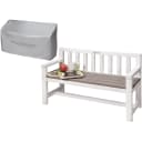 WONDERMAKE Kinder-Gartenbank Grau/Weiß 2-Sitzer Holz mit Lehne Bild 1