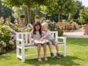 WONDERMAKE Kinder-Gartenbank Grau/Weiß 2-Sitzer Holz mit Lehne Bild 2