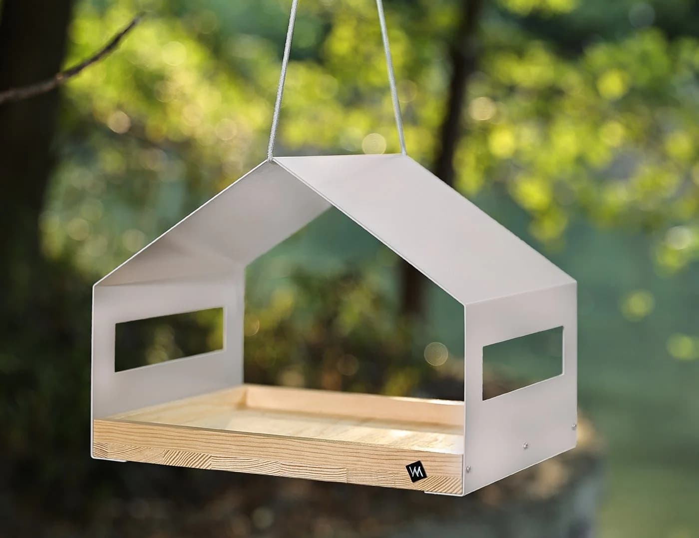 WONDERMAKE Vogelhaus XL Metall und Holz Grau-Beige Wetterfest - Bild 2