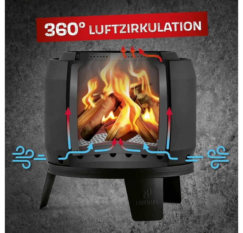LANDMANN Feuerkorb rauchfrei Ø 50cm mit Schürhaken - Bild 4