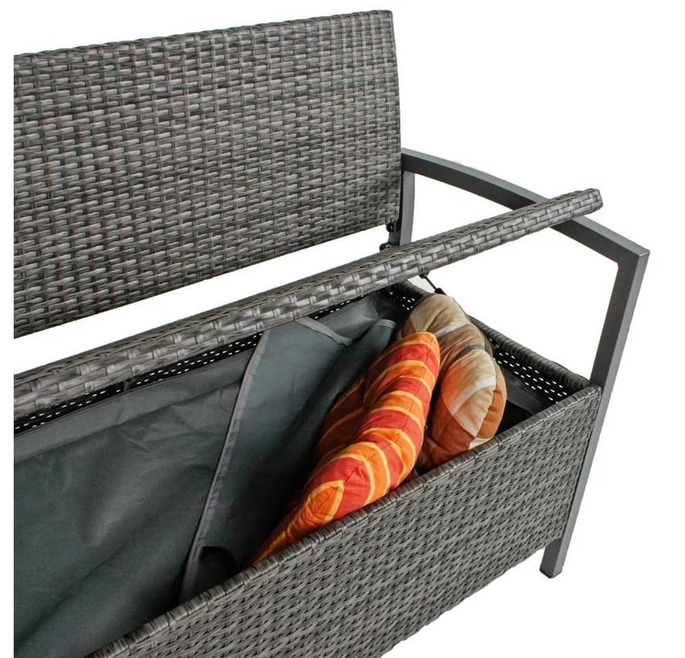 Lomadox Gartenbank HGA-120 mit Truhe, dunkelgrau