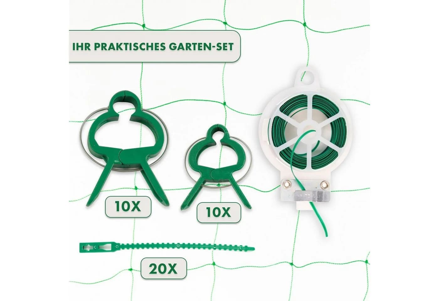 Karat Rankhilfe Pflanzennetz-Set Mina, 42-teilig, Grün, Polypropylen