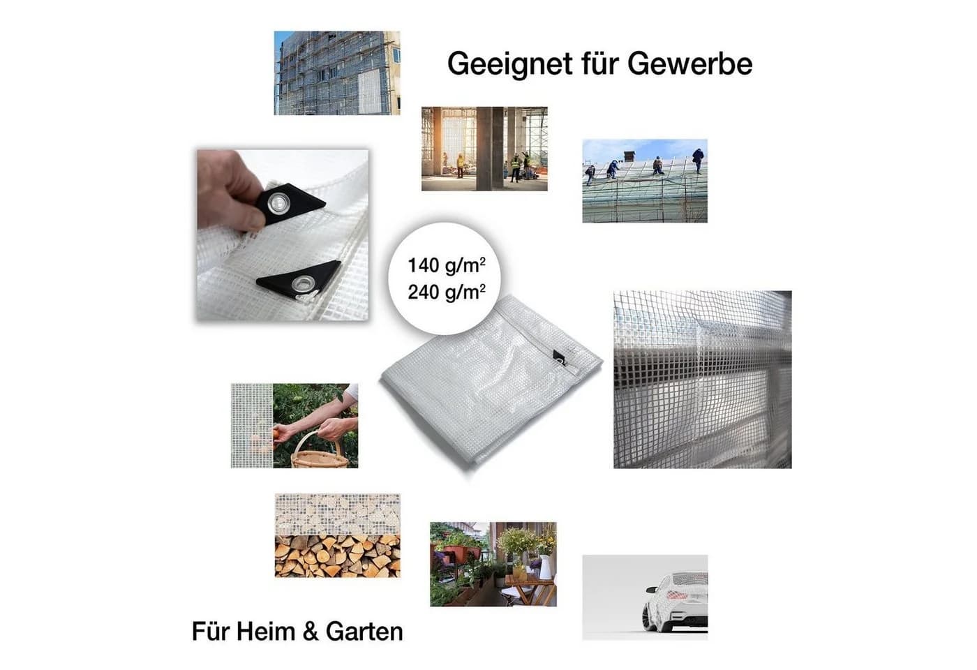 Karat Schutzplane Montreal 140 g/m² Wasserdicht Weiß/Transparent