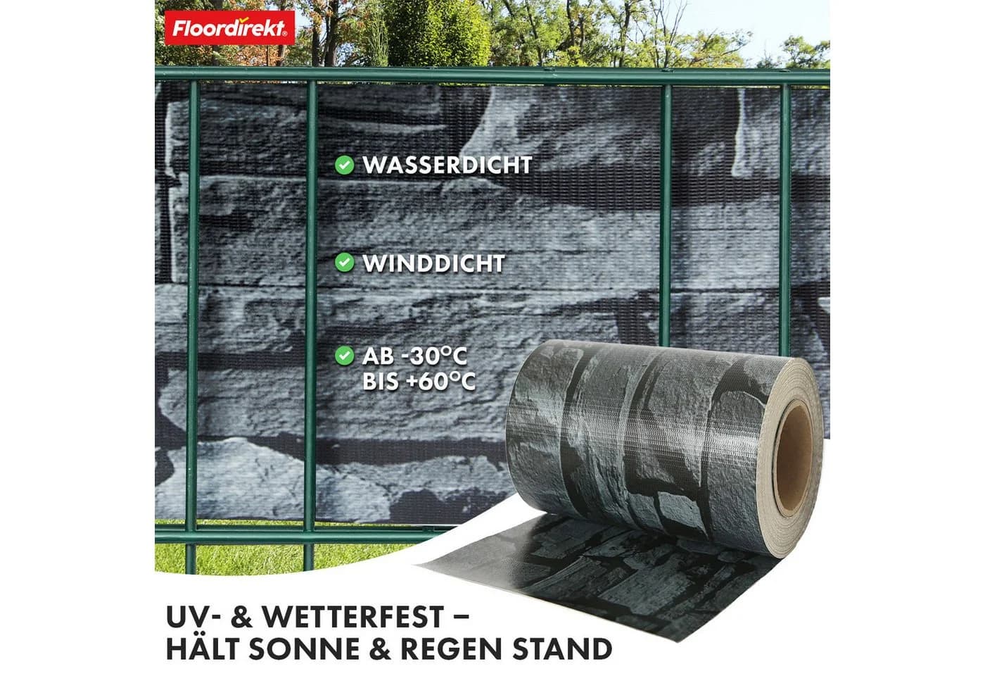 Karat PVC Sichtschutzstreifen Schiefer 19x350cm mit Clips - Bild 5