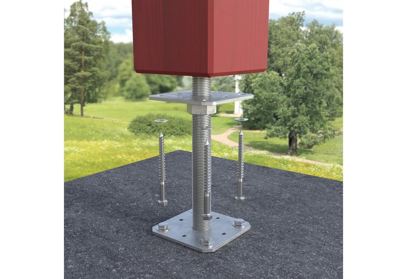 SO-TECH® Pfostenträger Stützträger höhenverstellbar Gewinde M24 Stahl feuerverzinkt - Bild 3