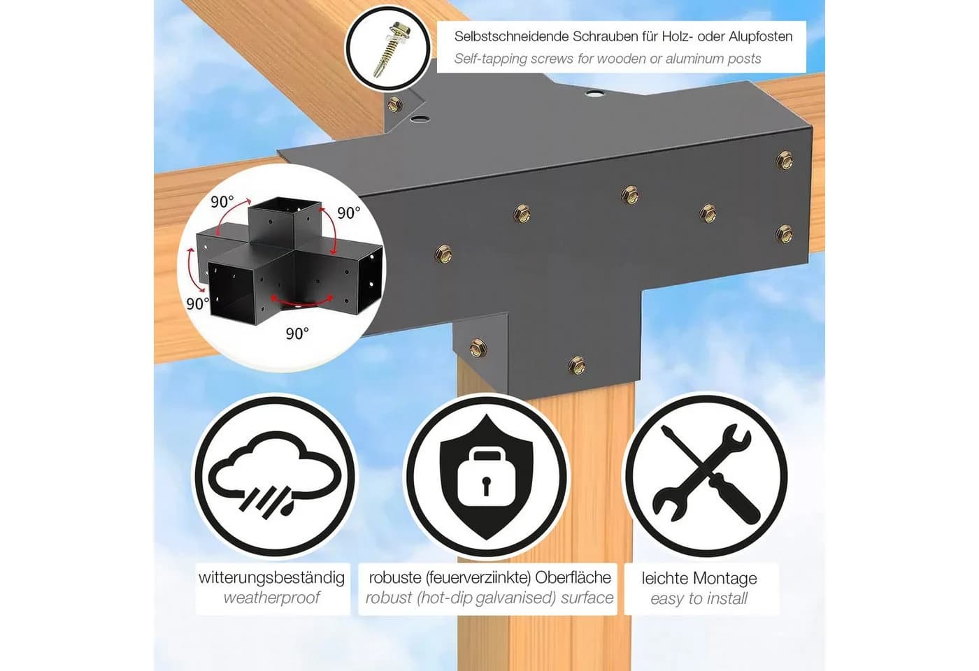 SO-TECH® Mittelverbinder Vierkant Stahl Schwarz - Bild 5