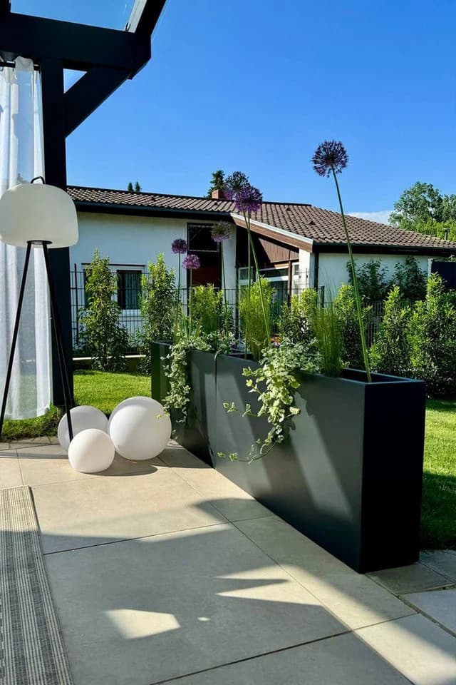 VIVANNO Pflanzkübel Fiberglas Anthrazit Matt Modern - Bild 5