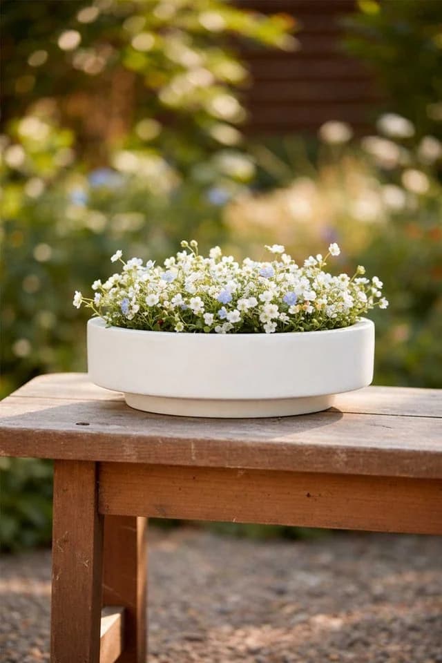 VIVANNO Pflanzschale Fiberglas ESCADA LOW Weiß Matt