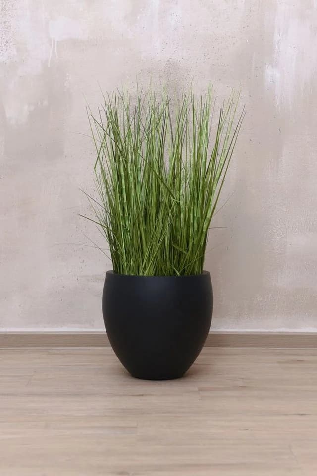 VIVANNO Blumentopf Fiberglas PLUTO Rund - Anthrazit Matt - Bild 3