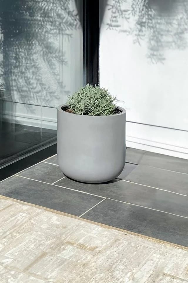 VIVANNO Blumentopf CHICO Rund Beton-Grau Fiberglas