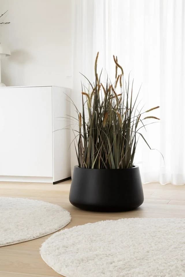 VIVANNO Blumentopf GORDO Rund Schwarz Matt Fiberglas - Bild 5