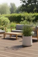 VIVANNO Blumentopf Fiberglas VEKRA Rund Beige Matt Bild 3