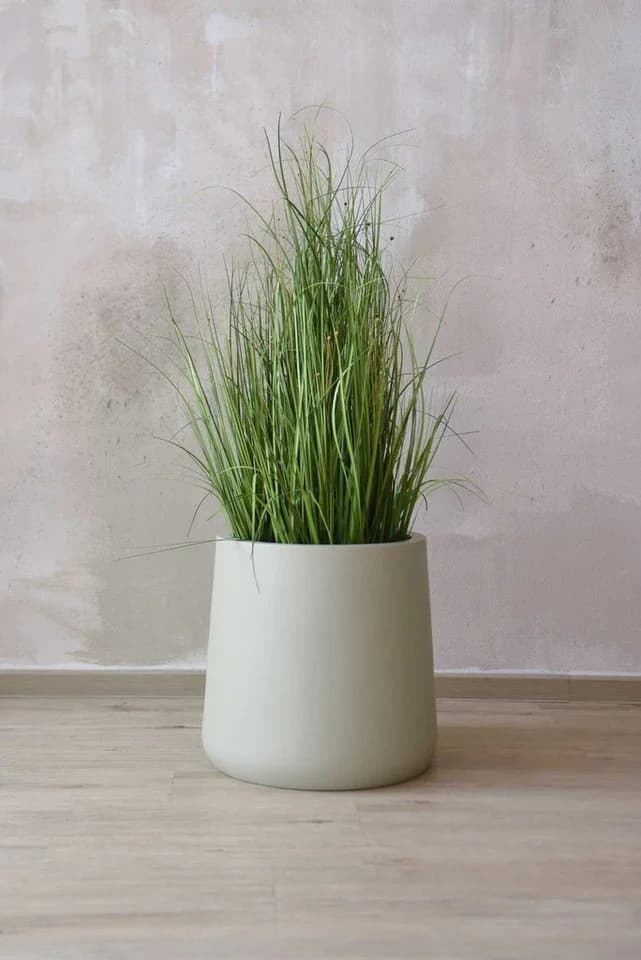 VIVANNO Blumentopf Fiberglas VEKRA Rund Beige Matt - Bild 5