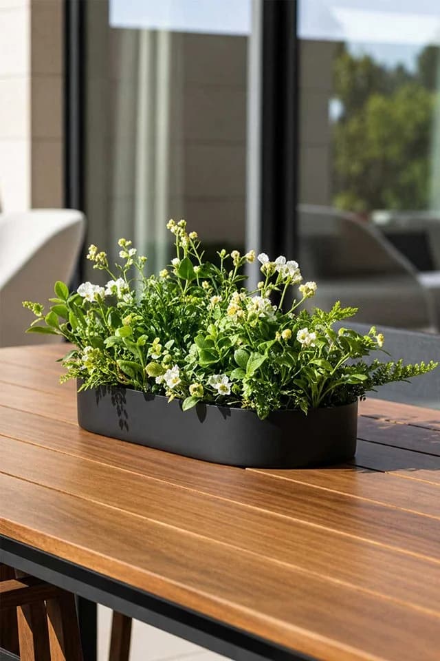 VIVANNO Pflanzschale Fiberglas Anthrazit Matt 35x20x5 cm