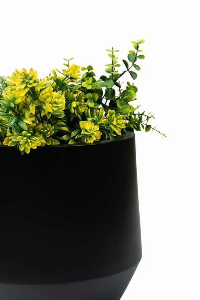 VIVANNO Blumentopf Fiberglas NEXORA Rund - Schwarz Matt - Bild 4