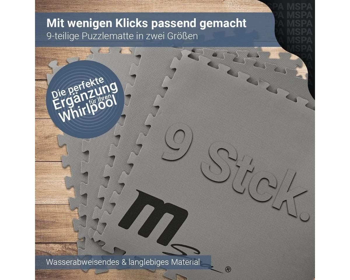 mSpa Pool-Bodenschutzfliese Grau 9-teilig wasserabweisend