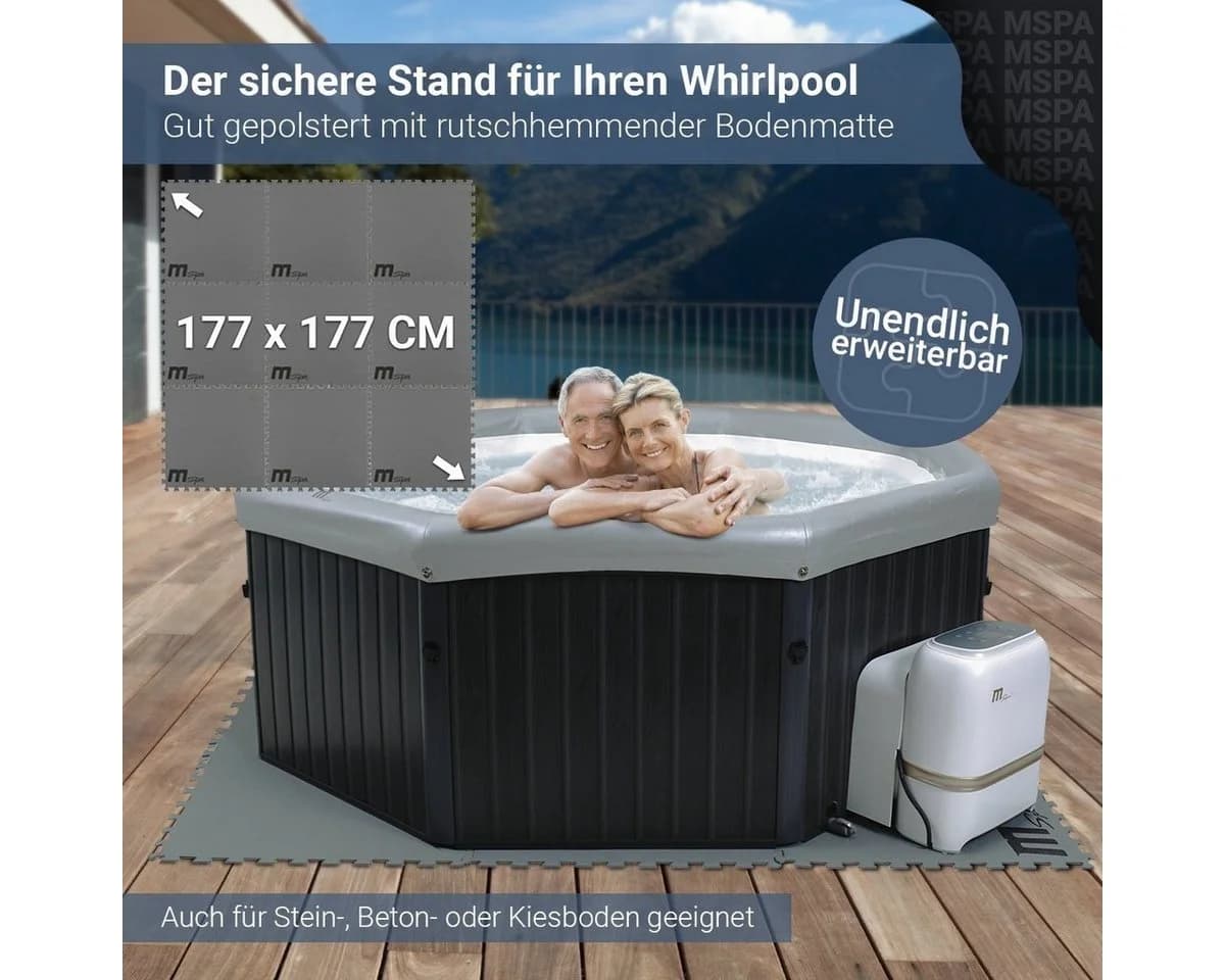 mSpa Pool-Bodenschutzfliese Grau 9-teilig wasserabweisend - Bild 3