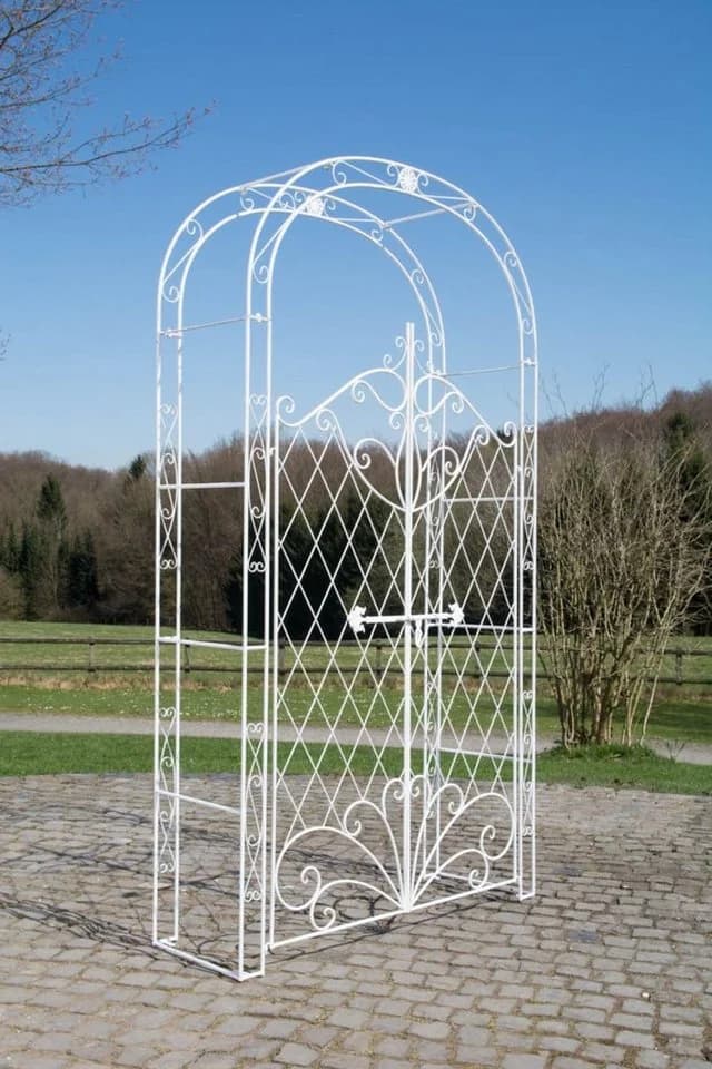 TPFGarden Rosenbogen Melia mit Tor Weiß Eisen - Bild 2