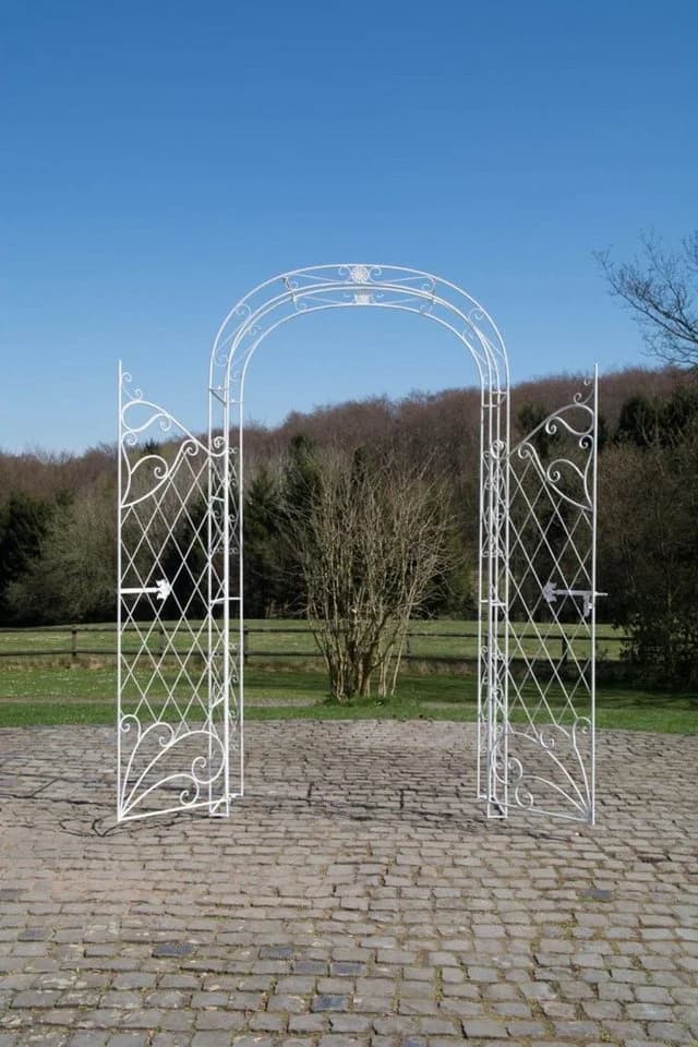 TPFGarden Rosenbogen Melia mit Tor Weiß Eisen - Bild 3
