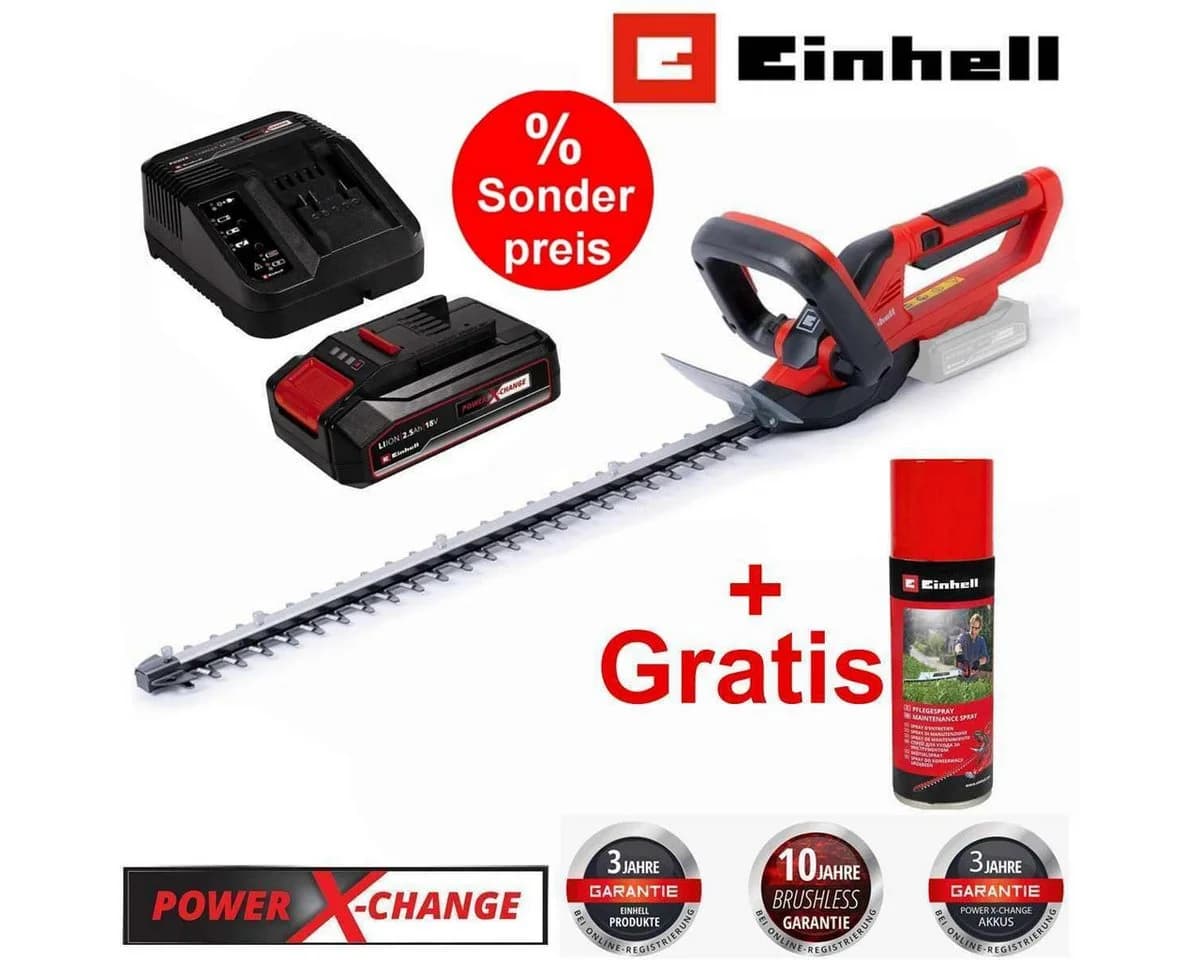 Einhell Akku-Heckenschere GC-CH 1855/1 Li 18V 55cm mit 2,5Ah Akku
