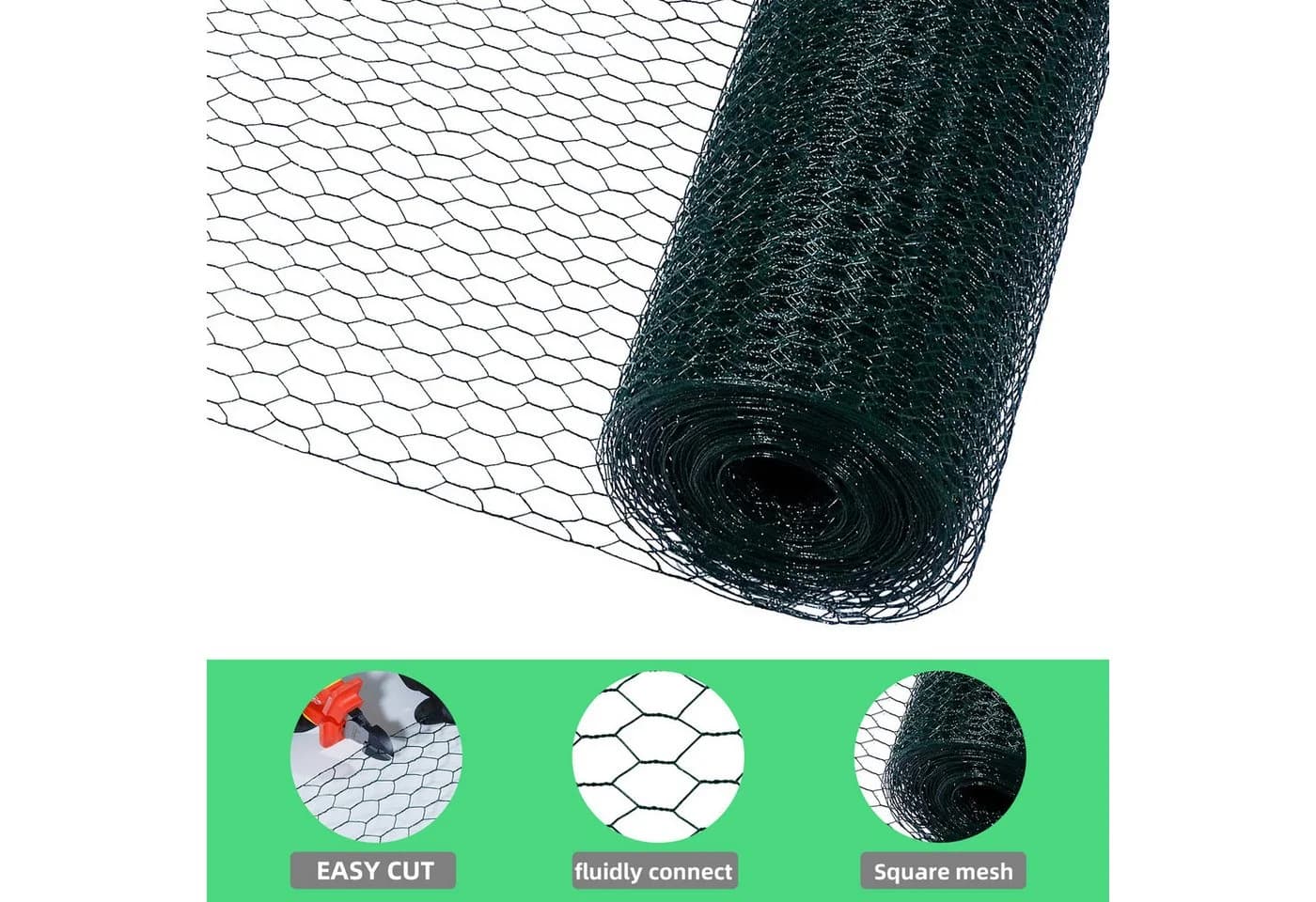 CCLIFE PVC-Geflügelnetz Sechseckgrün 1x25m - Bild 3