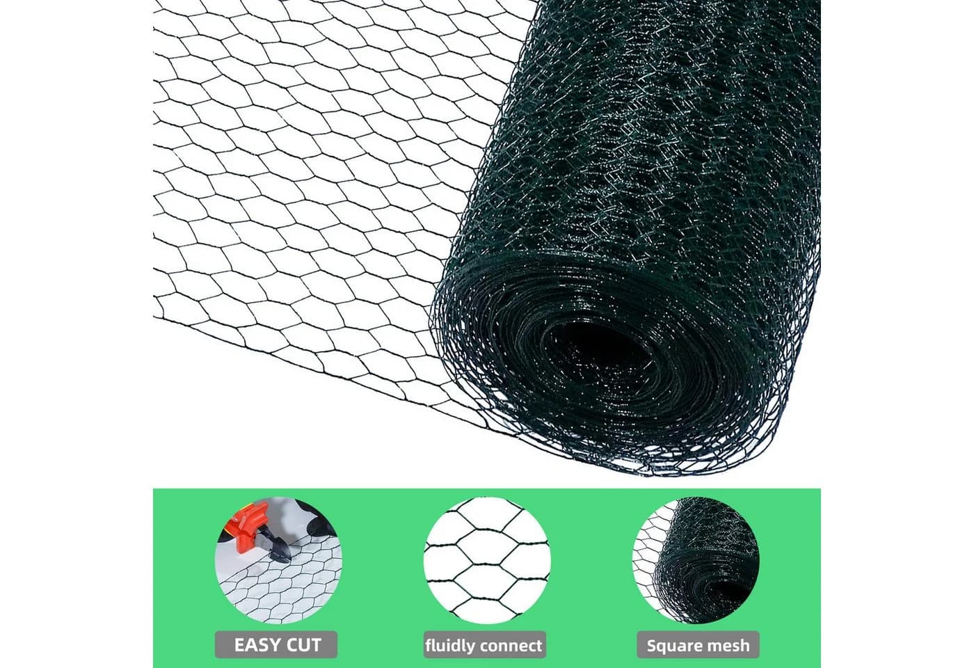 CCLIFE Maschendrahtzaun PVC Grün 1m Höhe - Bild 3
