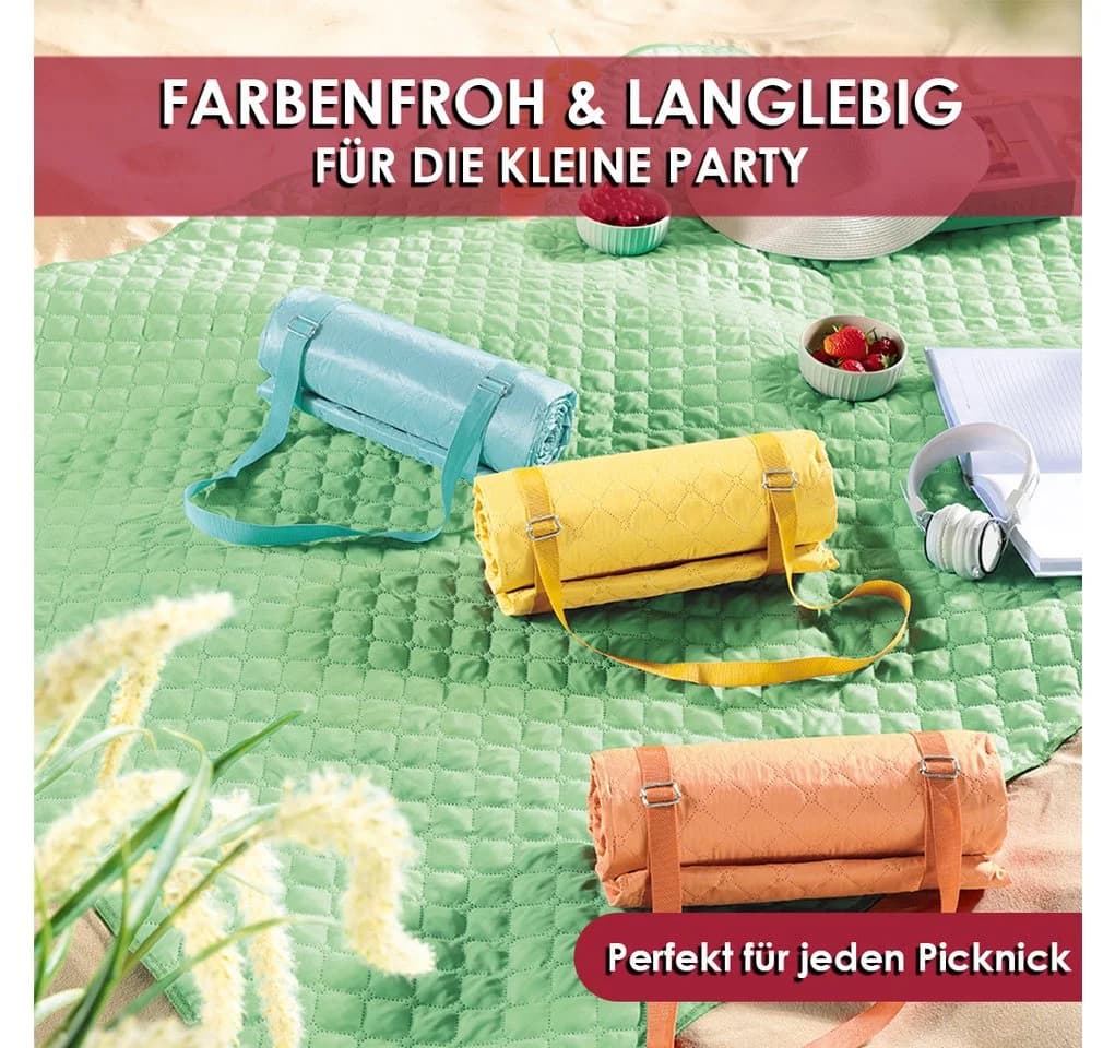Picknickdecke mit Tragegurt Gelb 130 x 170 cm Outdoor Camping Strand