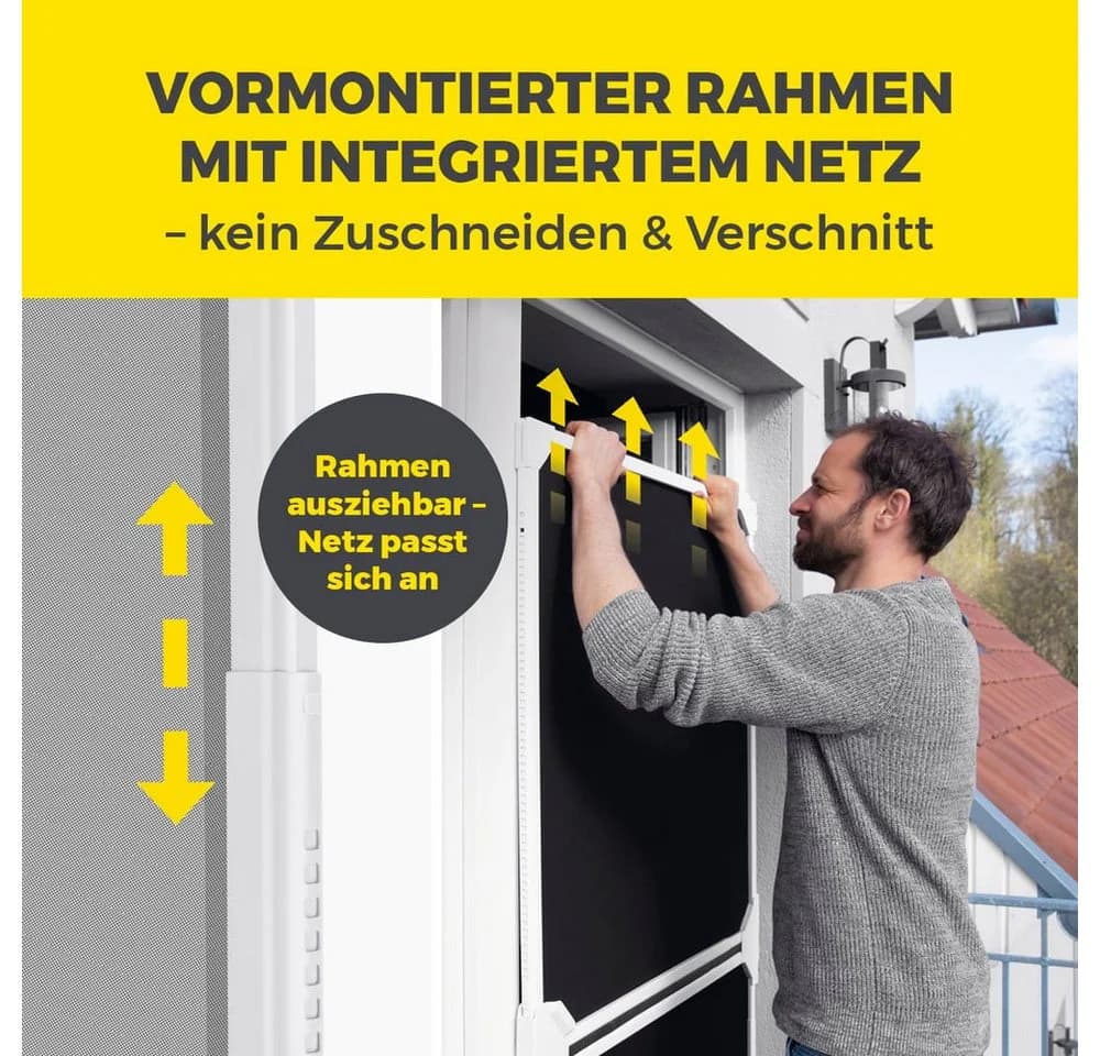 EASYmaxx Moskitonetz Magic Fit Weiß Teleskop-Schwingtür - Bild 4