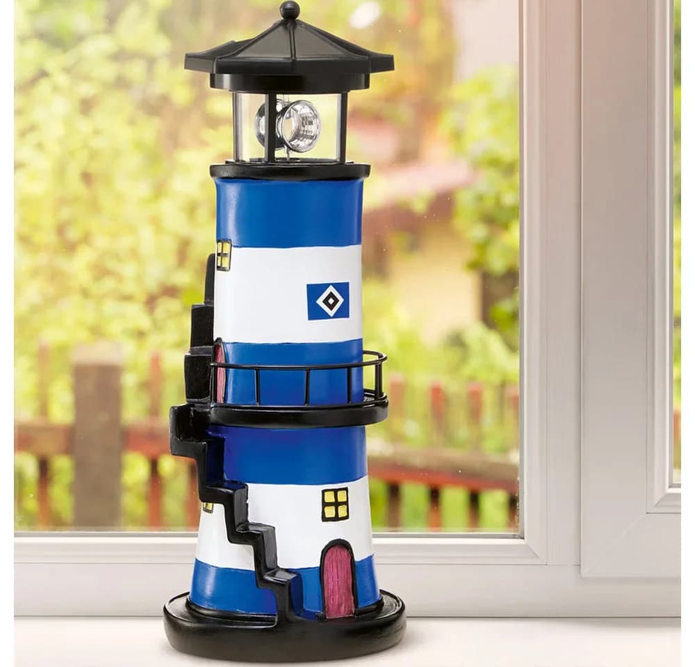HSV Leuchtturm Treppe LED Solar Gartenfigur Bunt - Bild 4