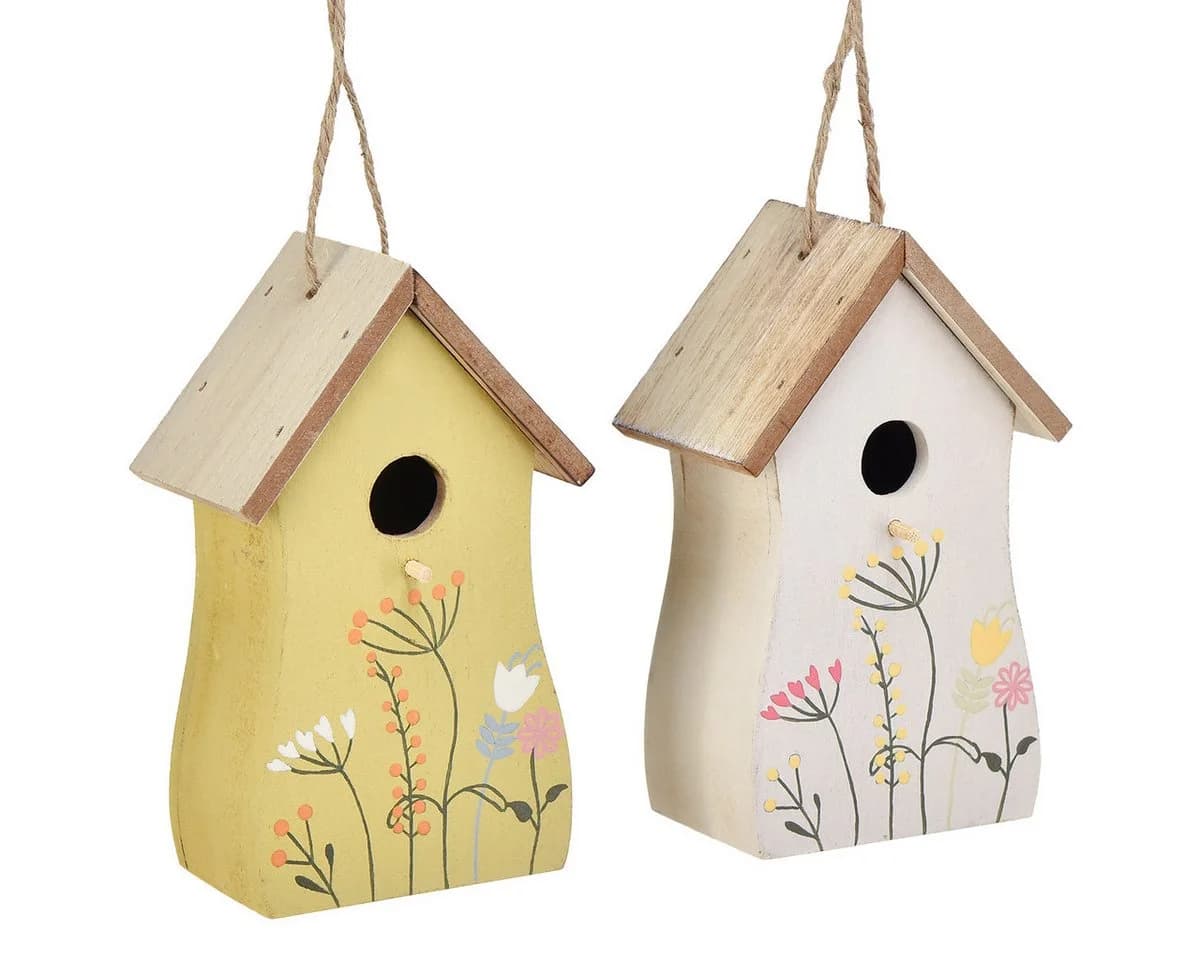 Charmantes Vogelhäuschen aus Holz in Weiß und Gelb - Bild 2
