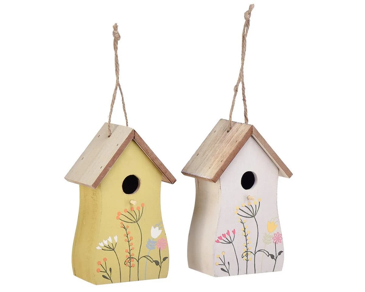 Charmantes Vogelhäuschen aus Holz in Weiß und Gelb - Bild 3