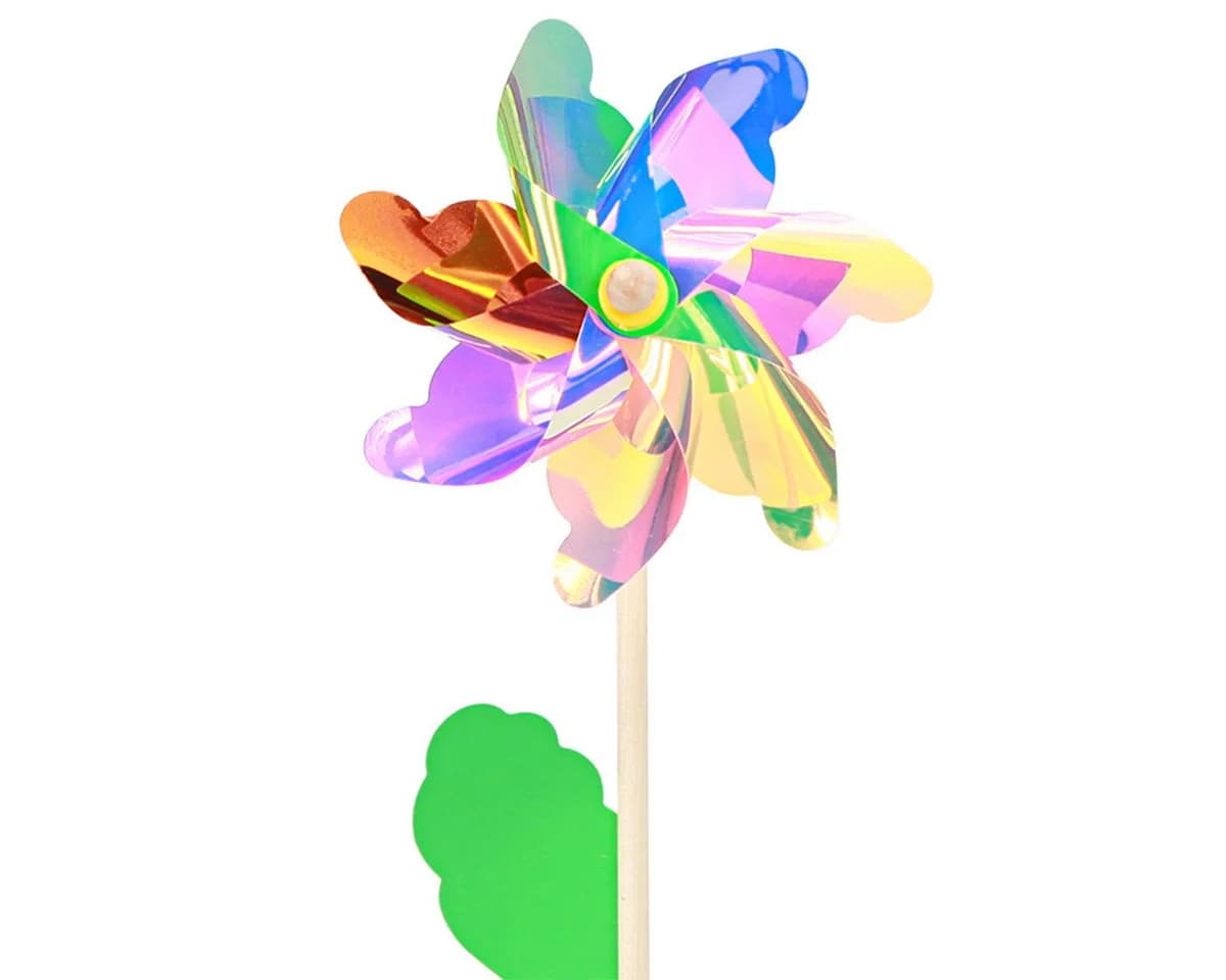 Viana Vogelabwehr-Windmühle Irisierend Blumen Deko 2er Set - Bild 2
