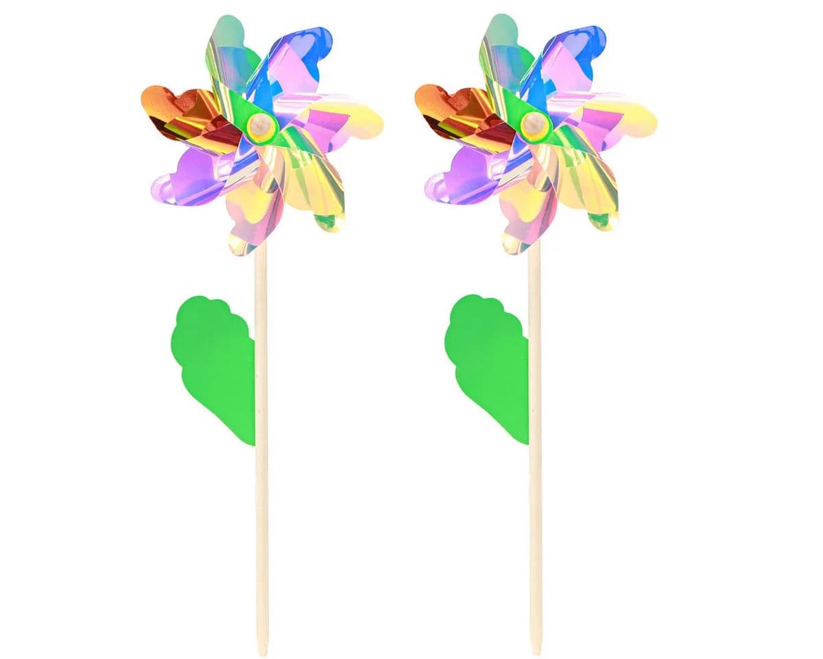 Viana Vogelabwehr-Windmühle Irisierend Blumen Deko 2er Set - Bild 3