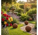 Viana Dekorative Metallkugel Rostdesign Garten Deko 4 Stück Braun Bild 1