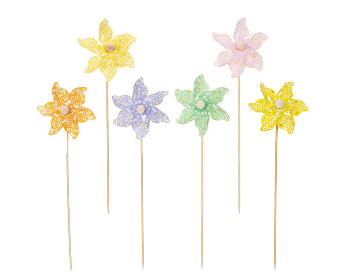 Viana 12er Set Blumenstecker mit Windmühle Bunt Gartendeko - Bild 2
