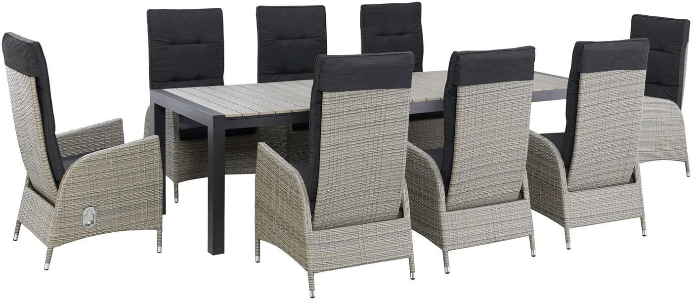 KONIFERA Garten-Essgruppe Alva 7-tlg. Schwarz/Natur Aluminium Polyrattan - Bild 5