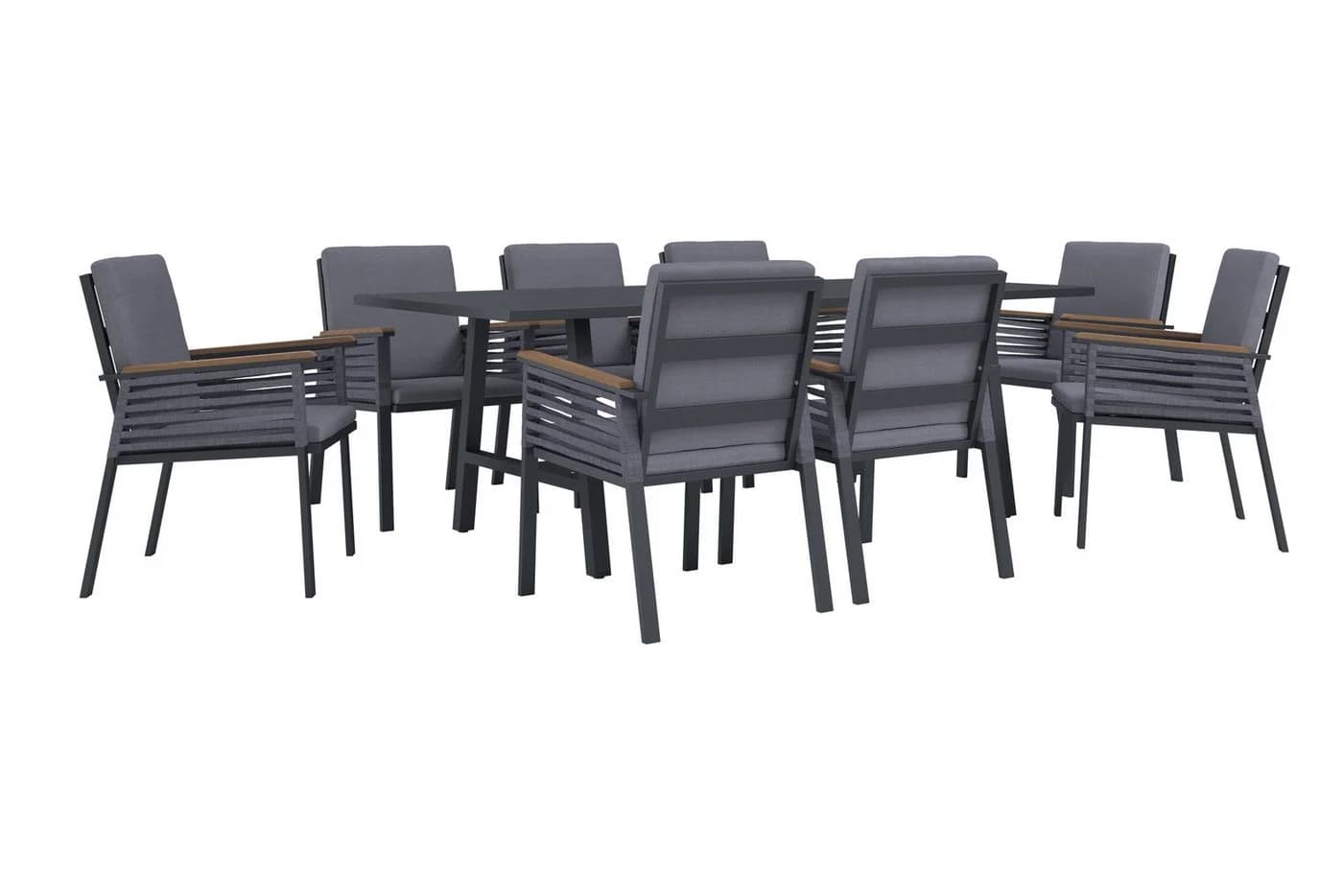 Garten-Essgruppe KONIFERA Diningset Edessa Dunkelgrau Aluminium