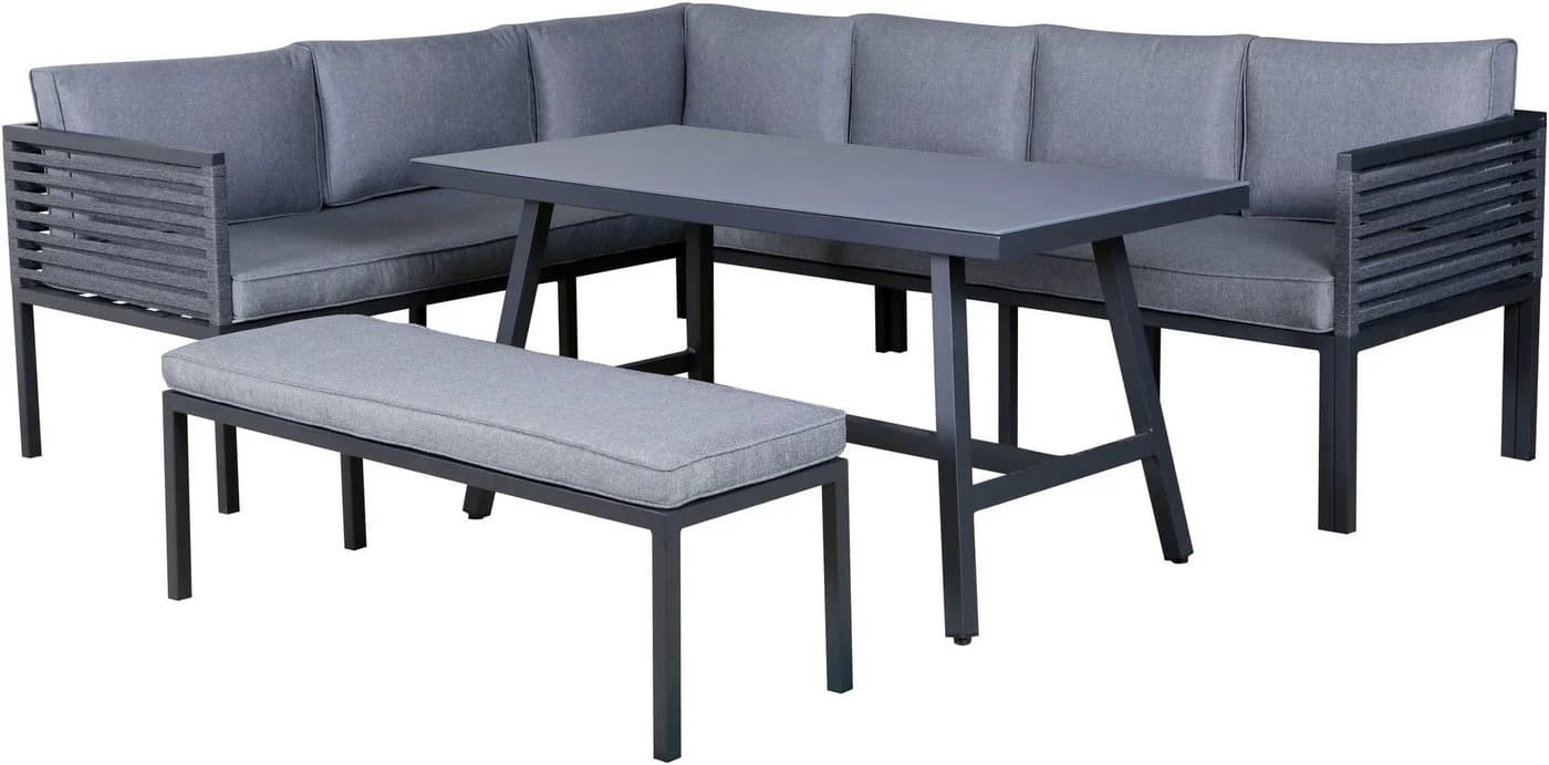KONIFERA Gartenlounge-Set 14-tlg. Ecklounge Edessa Grau Aluminium