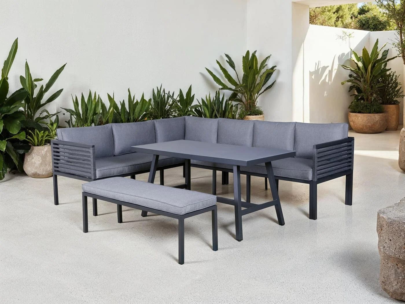 KONIFERA Gartenlounge-Set 14-tlg. Ecklounge Edessa Grau Aluminium - Bild 2