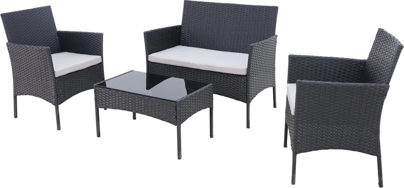 Konifera Gartenlounge-Set 7-tlg. Balkonset Palma Schwarz/Beige