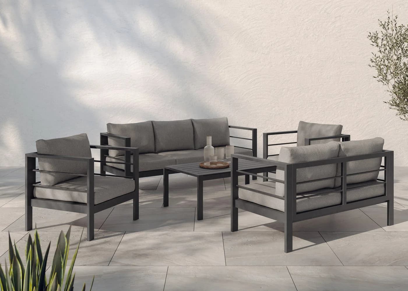 KONIFERA Gartenlounge-Set New Jersey 7-tlg. Schwarz/Grau Aluminium - Bild 2