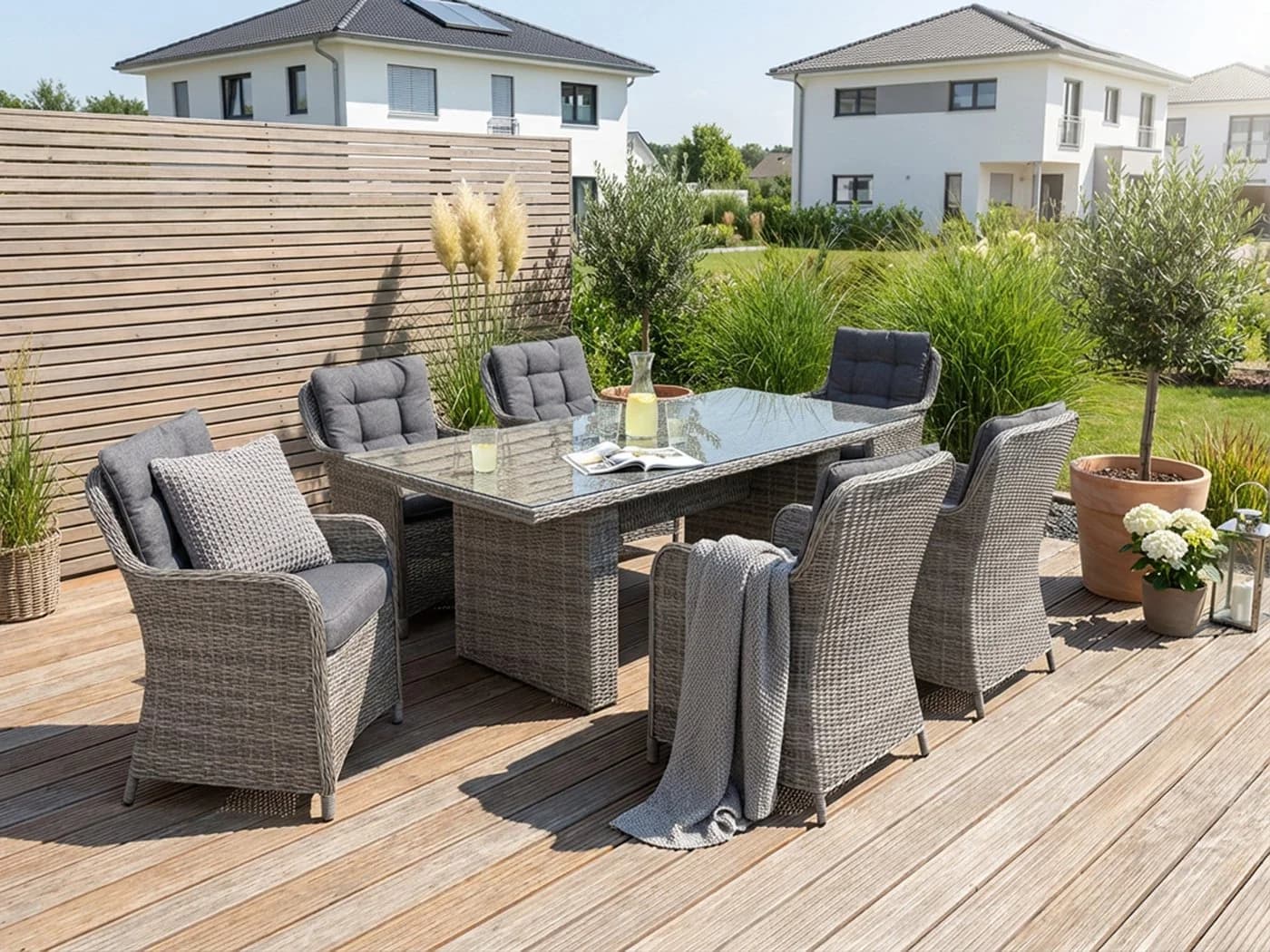 KONIFERA Garten-Essgruppe Menorca 19-tlg. Grau Polyrattan Aluminium - Bild 2