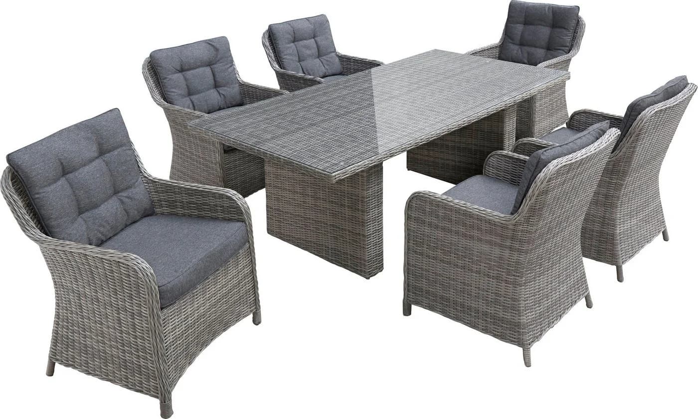 KONIFERA Garten-Essgruppe Menorca 19-tlg. Grau Polyrattan Aluminium - Bild 3