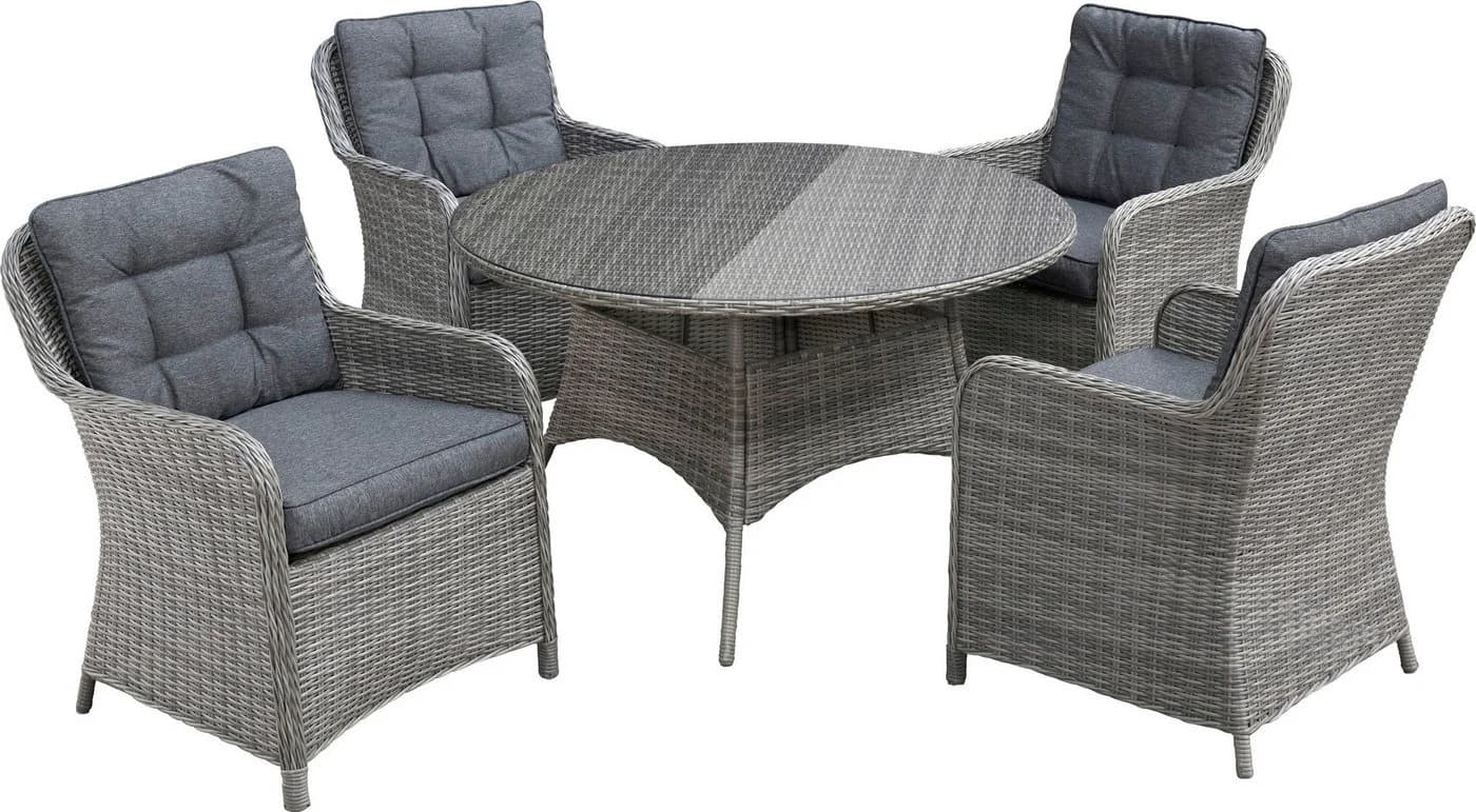 Konifera Garten-Essgruppe Menorca Grau 13-tlg. Polyrattan Aluminium