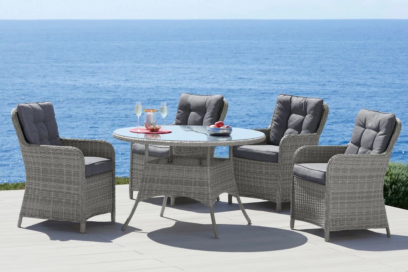 Konifera Garten-Essgruppe Menorca Grau 13-tlg. Polyrattan Aluminium - Bild 2