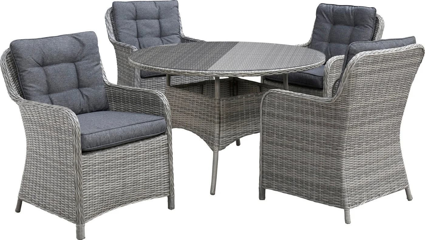 Konifera Garten-Essgruppe Menorca Grau 13-tlg. Polyrattan Aluminium - Bild 3